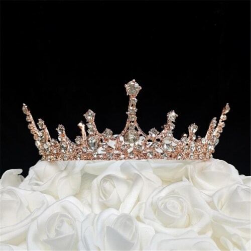 Tian Sweet 34037-RG 5.6 oz Wedding Crown Cake Topper - Rose Gold Perspective: front