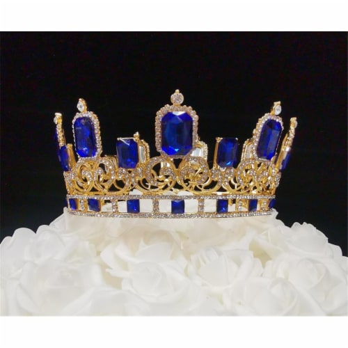 Tian Sweet 34042-RB 11.7 oz Large Royal Blue King Crown Cake Topper Perspective: front
