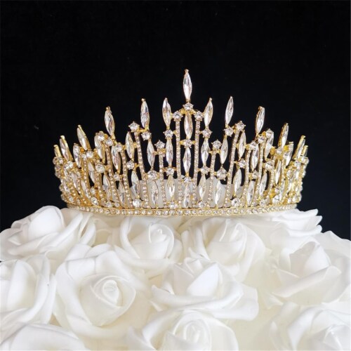 Tian Sweet 37001-GD 1.1 oz Wedding Tiara Cake Topper - Gold Perspective: front
