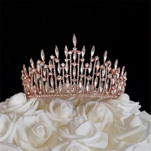 Tian Sweet 37001-RG 1.1 oz Wedding Tiara Cake Topper - Rose Gold Perspective: front