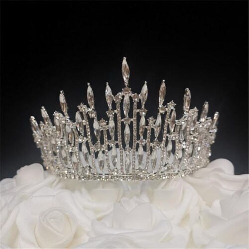 Tian Sweet 37001-SV 1.1 oz Wedding Tiara Cake Topper - Silver Perspective: front
