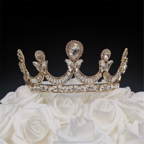 Tian Sweet 37003-GD 0.6 oz Wedding Tiara Cake Topper - Gold Perspective: front