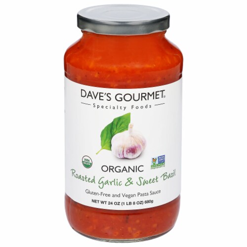 Dave's Gormet® Gluten-Free and Vegan Roasted Garlic & Sweet Basil Pasta Sauce Perspective: front