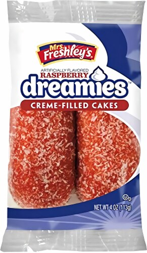 Mrs. Freshley's Cream Filled Raspberry Dreamies 2-Pack | 8 Count (16 Pieces) Perspective: front