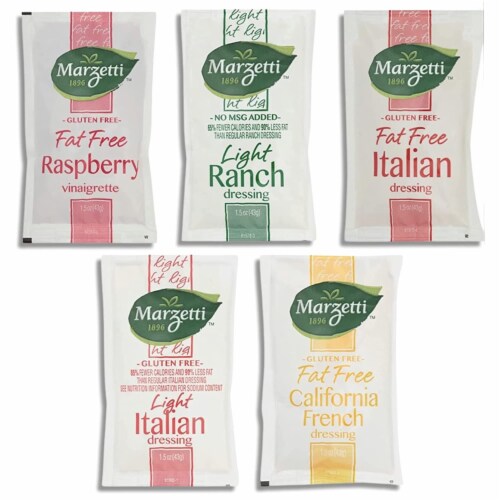 Marzetti Salad Dressing Packets Variety Pack | Light & Fat Free | Italian, Ranch, Raspberry V Perspective: front