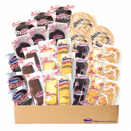 Hostess Variety Pack | Cupcakes, Cinnamon Rolls, Danish, Ding Dongs, Twinkies, Zingers | 30 C Perspective: front