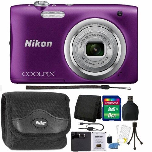 Nikon Coolpix A100 20.1mp Digital Camera Purple With Accessories, 1