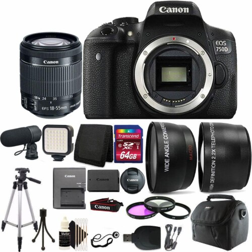 Canon 750d / T6i 24.2mp Dslr Camera + 18-55mm 64gb Bundle, 1 - QFC