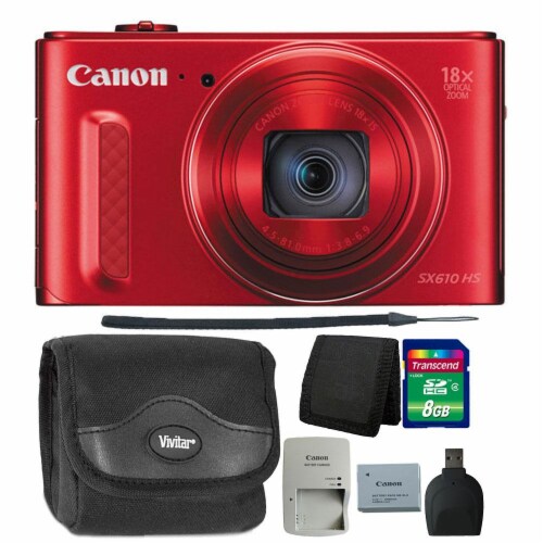Canon Powershot Sx610 Hs 20.2 Mp Digital Camera Red And Accessory Bundle, 1 Kroger