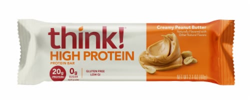 think! Creamy Peanut Butter High Protein Bar Perspective: front
