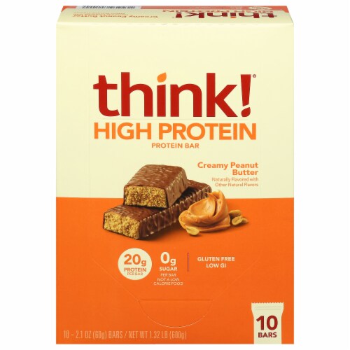 think! Creamy Peanut Butter High Protein Bars Perspective: front