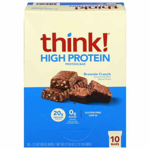 think! Brownie Crunch High Protein Bars Perspective: front