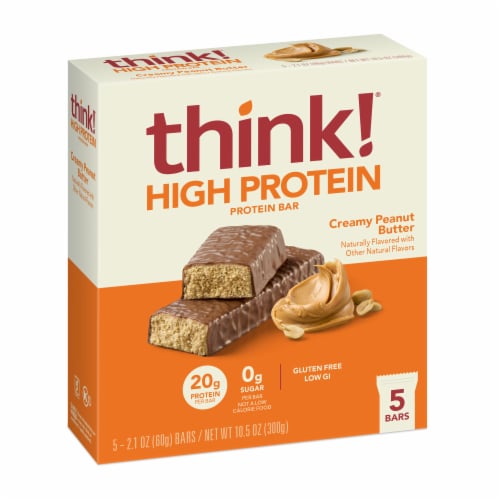 think! Creamy Peanut Butter High Protein Bars Perspective: front