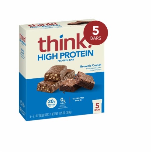think!® Gluten Free Brownie Crunch High Protein Bars Perspective: front