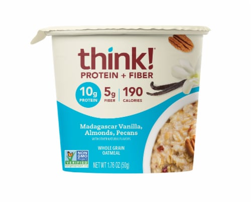 thinkThin Madagascar Vanilla Almonds & Pecans Protein & Fiber Hot Oatmeal Perspective: front