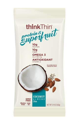 thinkThin Protein & Superfruit Coconut Almond Bar Perspective: front