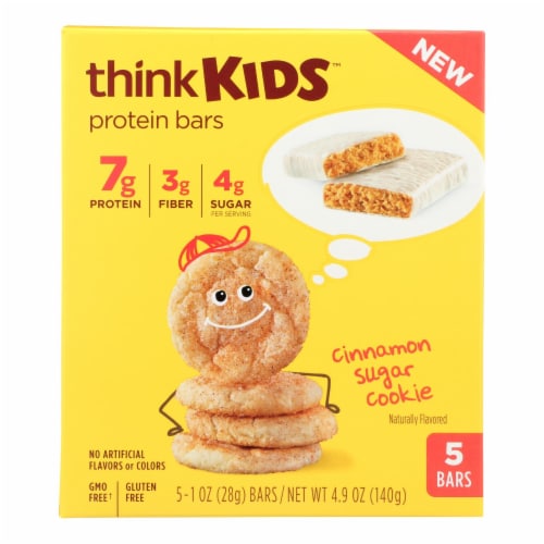 Think Kids Cinnamon Sugar Cookie Protein Bars - Case of 6 - 5/1 OZ Perspective: front