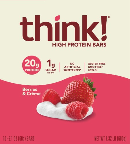 think!® Berries & Creme High Protein Bars Perspective: front