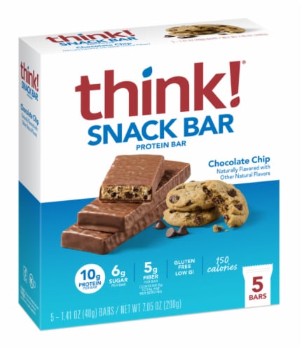 think!® Protein + 150 Calorie Gluten Free Chocolate Chip Bars Perspective: front