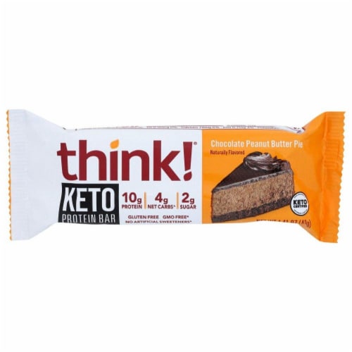 Think! Chocolate Peanut Butter Pie Keto Protein Bar Perspective: front
