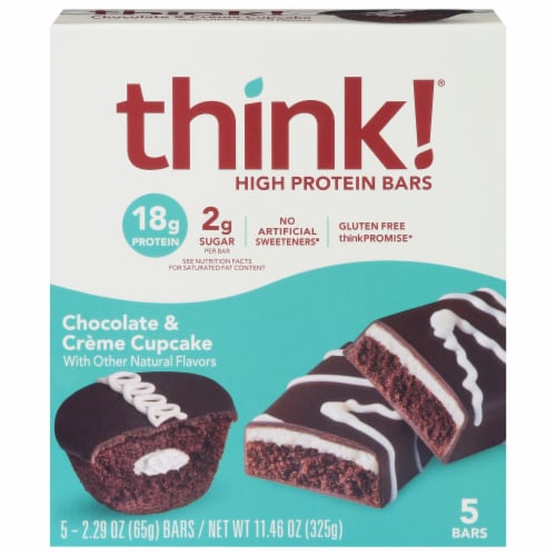 think!® Chocolate & Crème Cupcake Gluten Free High Protein Bars Perspective: front