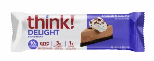 Think! Keto Chocolate Mousse Pie Protein Bar Perspective: front
