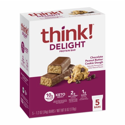 think! Delight Chocolate Peanut Butter Cookie Dough Keto Protein Bars Perspective: front