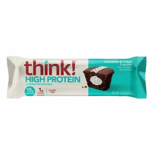 think! Chocolate & Creme Cupcake High Protein Bar Perspective: front