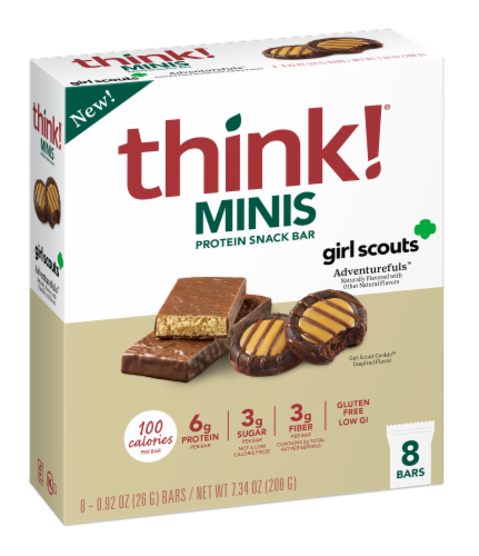 think! Minis Girl Scouts Adventurefuls Protein Bars Perspective: front