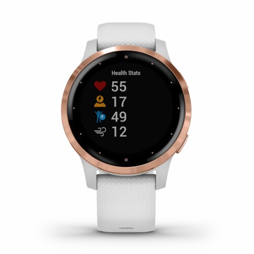 Garmin Vivoactive 4S GPS Smartwatch - White/Rose Gold Perspective: front