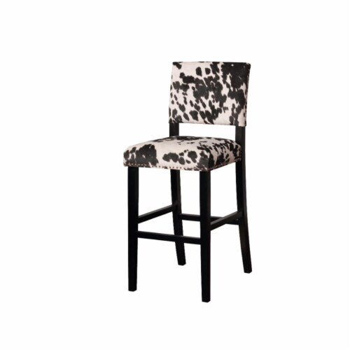 Corey Black Cow Print Bar Stool Perspective: front