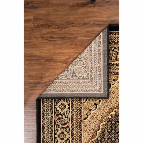 Linon McKinley Mahi Tabriz Power Loomed Polypropylene 5' X 7'6  Rug in Black Perspective: front