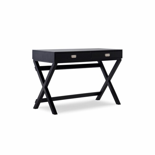 Linon Peggy Wood Two Drawer Writing Desk in Black 1 Harris Teeter