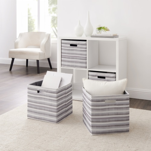 Galli Storage Bin Grey Stripe - Set Of Two Perspective: front
