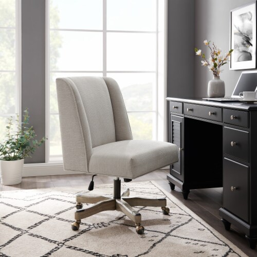 Draper Upholstered Swivel Office Chair Natural Linen 1 Harris Teeter