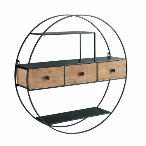 Nerissa Round Wall Decor With Three Drawers Perspective: front