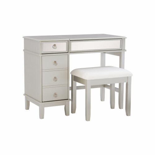 Linon, Eva Vanity Silver Perspective: front