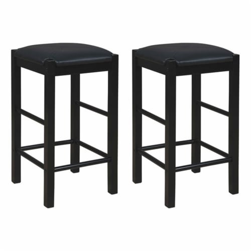 Linon Tifton Set of Two 25 Backless Wood Counter Stools in Black