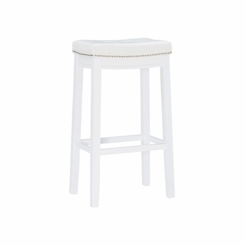 Linon Claridge 32 Wood Bar Stool in White 1 Foods Co
