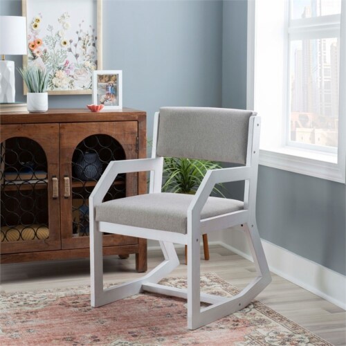 Linon Warley Solid Wood Commercial Grade Two Position Sled Base Chair in White Perspective: front