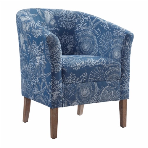 Linon Simon Wood Upholstered Club Chair in Denim Blue 1 City Market