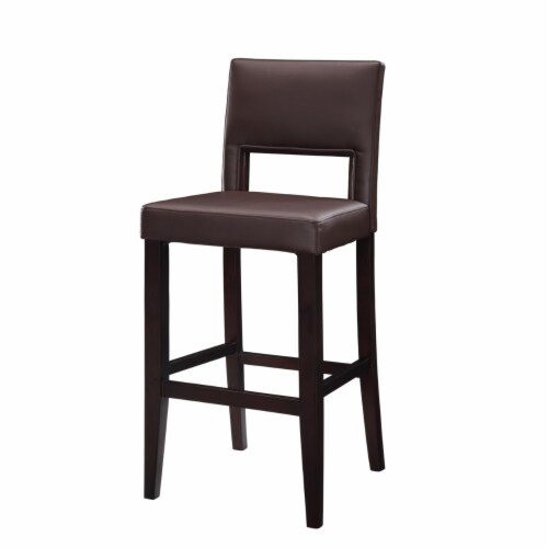 Saltoro Sherpi Wooden Bar Stool with Padded Seat and Open Backrest Brown 1 unit Foods Co