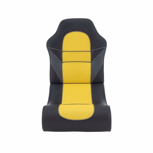 Linon Grayson Wood Upholstered Game Rocking Chair in Yellow Perspective: front