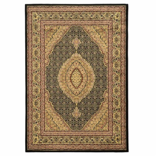 Linon Elegance Mahi Power Loomed Polypropylene 2'x3' Rug in Black Perspective: front