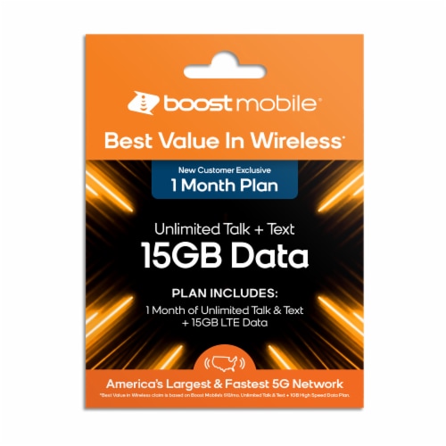Boost Mobile® 1 month/15GB Preloaded SIM Perspective: front