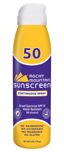 Rocky Mountain Water Resistant SPF50 Sunscreen Spray Perspective: front
