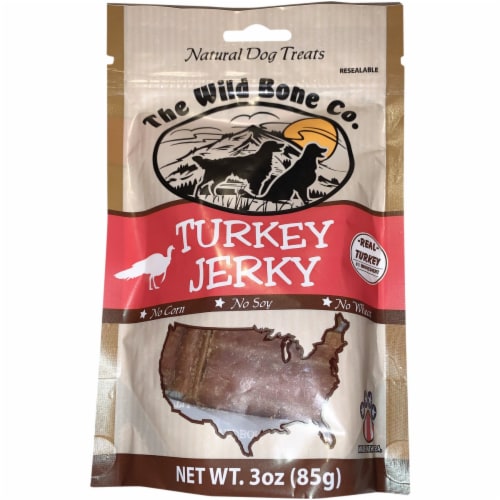 The Wild Bone Company Turkey Jerky Dog Treat, 3 Oz. 1920.6 Perspective: front