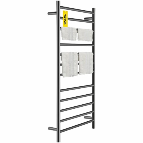 Vevor Heated Towel Rack Towel Heater Warmer 12 Bars Stainless Steel Black Coated Perspective: front