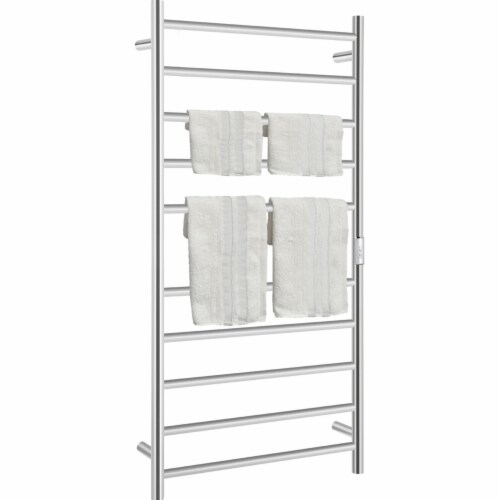 Vevor Heated Towel Rack Towel Heater Warmer 10 Bars Stainless Steel Polished Perspective: front