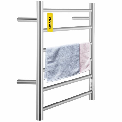 Vevor Heated Towel Rack Towel Heater Warmer W/ 6 Bars Stainless Steel Polished Perspective: front